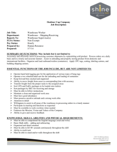 Outdoor Cap Company Job Description Job Title: Warehouse