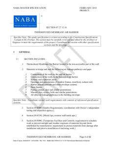 NABA SECTION 07 27 13.16 Thermofused Membrane Air Barrier