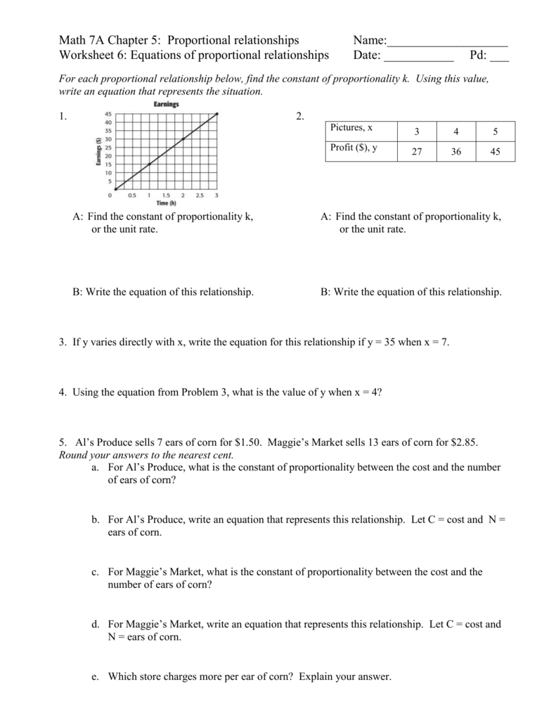 Chapter 25 Worksheet 25 With Regard To Constant Of Proportionality Worksheet