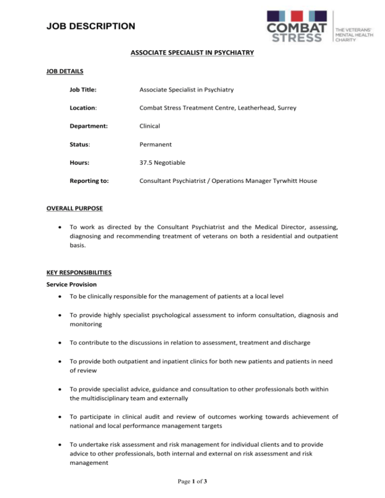 Area Specialist Job Description