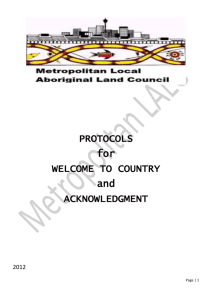 acknowledgment - Metropolitan Local Aboriginal Land Council