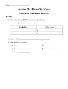 Chapter 1 Lesson Packet