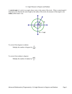 Lesson 3.2 Angle Measure in Degrees and Radians notes