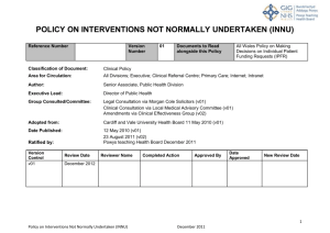 policy on interventions not normally undert aken