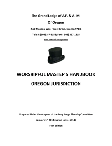 Worshipful Masters Handbook - Masonic Grand Lodge of Oregon