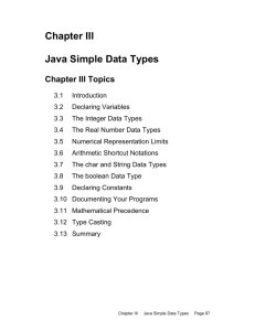 Java Simple Data Types - Fort Thomas Independent Schools