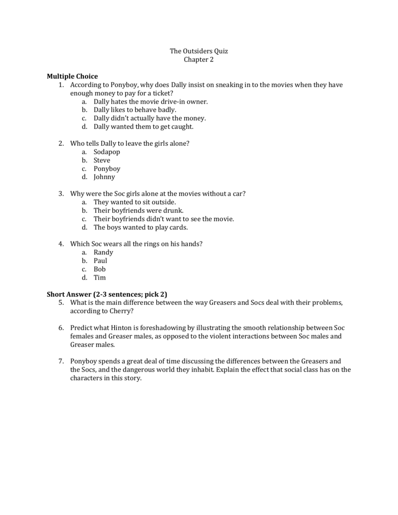 the outsiders discussion questions chapter 2