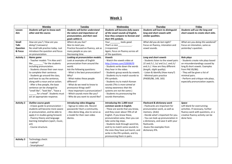 Pronunciation & Fluency (Alex)