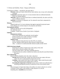 JMJ 7-2 Solutes and Solubility, Theme: Changes and Reactions