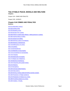 011 Title 9 - Public Peace, Morals and Welfare