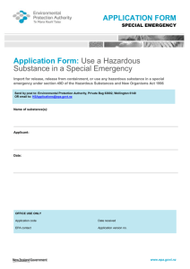 Application Form: Use a Hazardous Substance in a Special