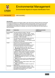 Environmental Aspects & Impacts Identification Form