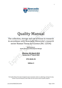 Quality Manual - Human Tissue Act