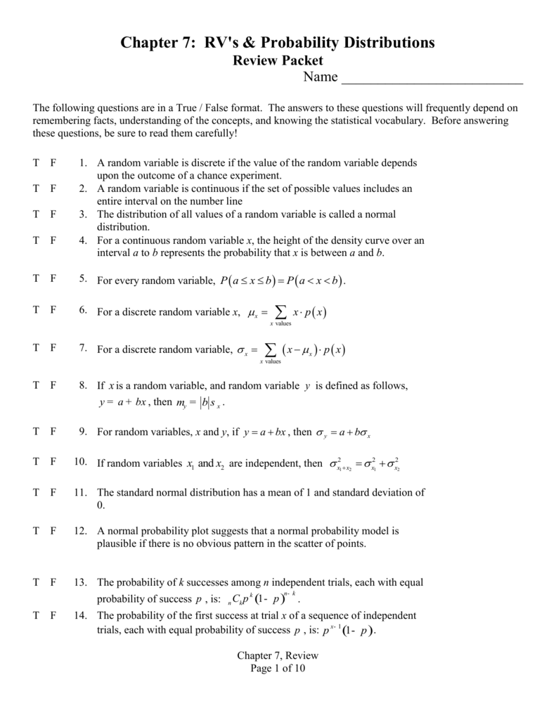 Chapter 7 Review Pack Germantown School District