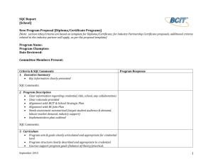 SQC Report: Proposal for New Program (Diploma/Certificate)