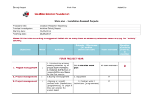 Work plan * Installation Research Projects