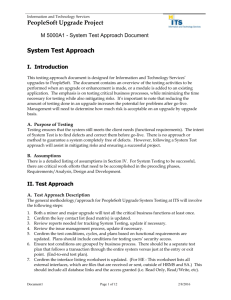 A. Assumptions for System Test Approach