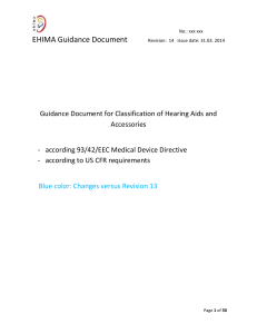 Guidance Document for Classification of Hearing Aids and