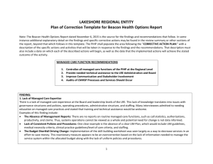 LAKESHORE REGIONAL ENTITY Plan of Correction