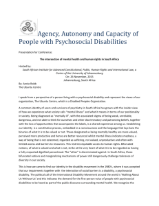 Presentation on Agency, Autonomy and Capacity