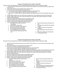 Grammar Final Fall Semester Study Guide 2012 Use your notes