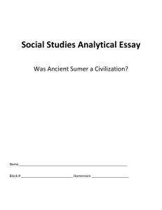 Analytic Essay Social Studies Ancient Sumer Was a Civilization!