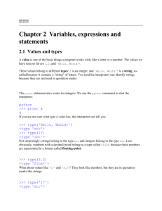 Variables, expressions and statements