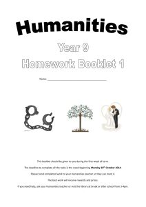 Humanities Year 9 Homework Booklet 1 Name: This booklet should
