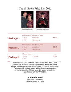 BRHS cap & gown price list 2015