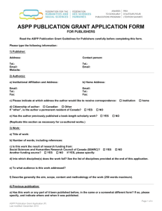 Publication Grant application form for publishers