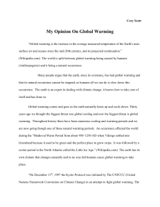 My Opinion On Global Warming