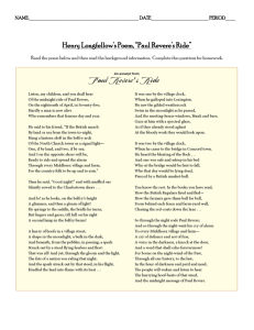 Henry Longfellow`s Poem, “Paul Revere`s Ride”