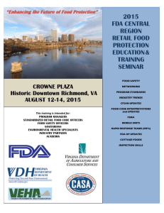 FDA CENTRAL REGION RETAIL FOOD PROTECTION SEMINAR