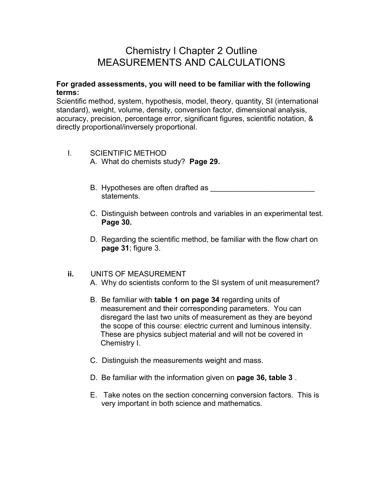 Chemistry Measurement Chart