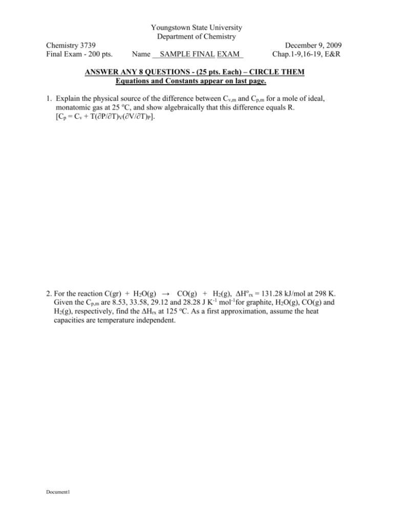 Chemistry Final Exam Answer Key 2022