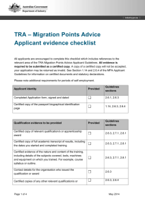 TRA MPA Application Evidence Checklist May 14 v3.0