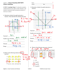 Linear Functions REVIEW