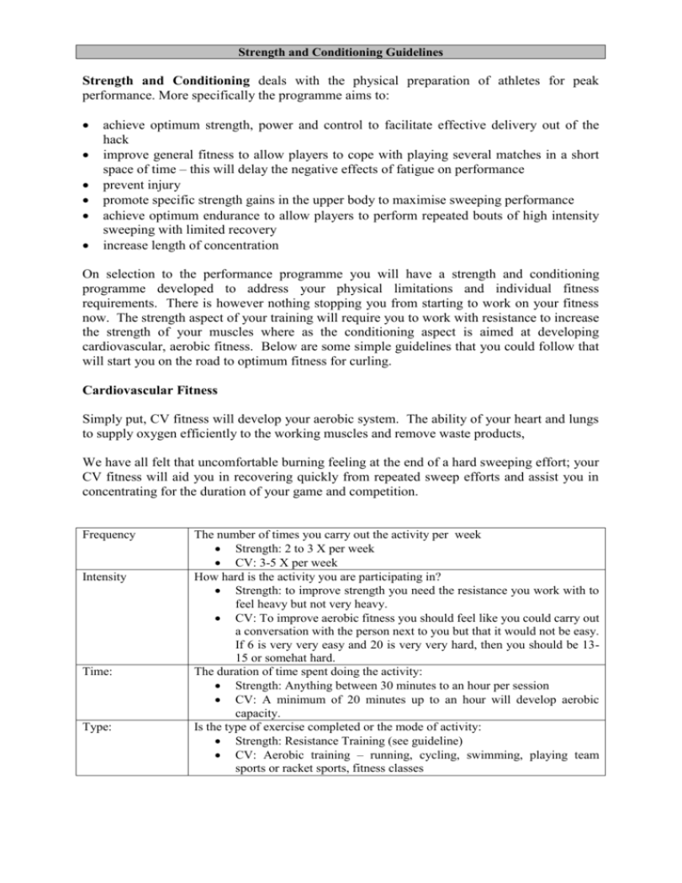 Strength And Conditioning Guidelines