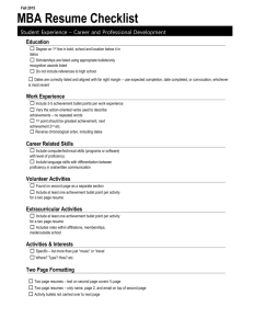 Resume Checklist - Career and Professional Development