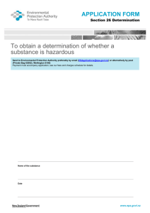 Application form to obtain a determination on whether a substance is