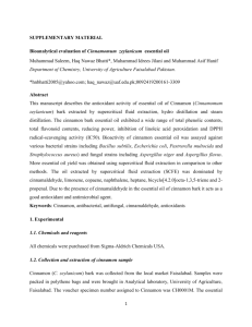 Bioanalytical evaluation of Cinnamomum zeylanicum