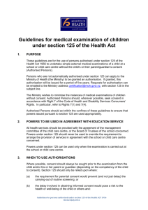 Guidelines for medical examination of children