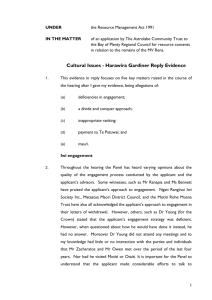 Cultural Issues - Harawira Gardiner Reply Evidence