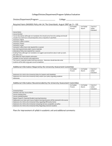Syllabus Evaluation Reporting Form
