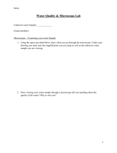 Water Quality and Microscope Student Worksheet