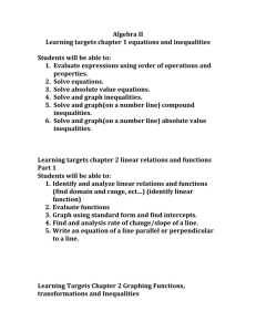 Algebra II Learning targets chapter 1 equations and inequalities