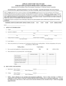 Collections Exam Application - Indiana Water Environment Association