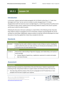 Grade 10 ELA Module 2, Unit 1, Lesson 14