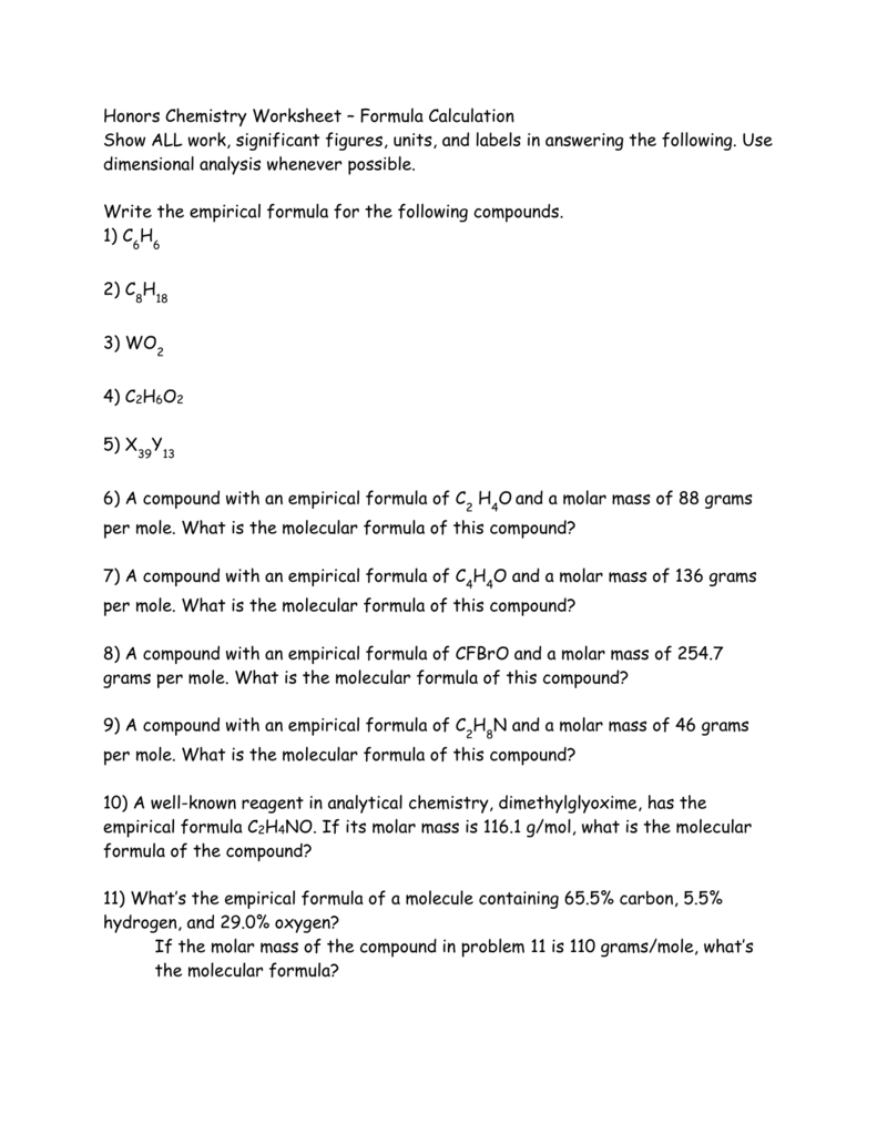 Empirical Molecular Formulas