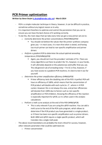 PCR Primer optimization